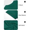 image:imageImily Bela Womens V Neck Tshirts Shirts Solid Color Short Sleeve Tops for Women Casual 2026 Summer Basic Tees Loose FitDark Green