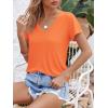 image:imageImily Bela Womens V Neck Tshirts Shirts Solid Color Short Sleeve Tops for Women Casual 2026 Summer Basic Tees Loose FitOrange