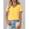 image:imageImily Bela Womens V Neck Tshirts Shirts Solid Color Short Sleeve Tops for Women Casual 2026 Summer Basic Tees Loose FitYellow