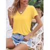 image:imageImily Bela Womens V Neck Tshirts Shirts Solid Color Short Sleeve Tops for Women Casual 2026 Summer Basic Tees Loose FitYellow