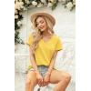 image:imageImily Bela Womens V Neck Tshirts Shirts Solid Color Short Sleeve Tops for Women Casual 2026 Summer Basic Tees Loose FitYellow
