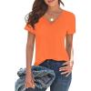 image:imageImily Bela Womens V Neck Tshirts Shirts Solid Color Short Sleeve Tops for Women Casual 2026 Summer Basic Tees Loose FitOrange