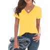 image:imageImily Bela Womens V Neck Tshirts Shirts Solid Color Short Sleeve Tops for Women Casual 2026 Summer Basic Tees Loose FitYellow