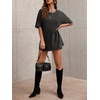 image:imageImily Bela Oversized TShirts for Women Vintage Washed Cotton Short Sleeve Tees Crewneck Loose Casual Basic Tunic TopsDark Grey