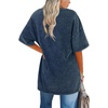 image:imageImily Bela Oversized TShirts for Women Vintage Washed Cotton Short Sleeve Tees Crewneck Loose Casual Basic Tunic TopsWashed Blue