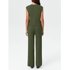 image:imageImily Bela Womens 2 Piece Outfits Sleeveless Ribbed Knit Tops Wide Leg Pants Summer Vacation Sweater Matching Lounge SetsArmy Green