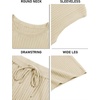 image:imageImily Bela Womens 2 Piece Outfits Sleeveless Ribbed Knit Tops Wide Leg Pants Summer Vacation Sweater Matching Lounge SetsBeige