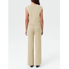 image:imageImily Bela Womens 2 Piece Outfits Sleeveless Ribbed Knit Tops Wide Leg Pants Summer Vacation Sweater Matching Lounge SetsBeige