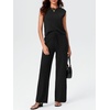 image:imageImily Bela Womens 2 Piece Outfits Sleeveless Ribbed Knit Tops Wide Leg Pants Summer Vacation Sweater Matching Lounge SetsBlack