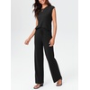 image:imageImily Bela Womens 2 Piece Outfits Sleeveless Ribbed Knit Tops Wide Leg Pants Summer Vacation Sweater Matching Lounge SetsBlack