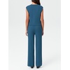 image:imageImily Bela Womens 2 Piece Outfits Sleeveless Ribbed Knit Tops Wide Leg Pants Summer Vacation Sweater Matching Lounge SetsBlue