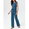 image:imageImily Bela Womens 2 Piece Outfits Sleeveless Ribbed Knit Tops Wide Leg Pants Summer Vacation Sweater Matching Lounge SetsBlue