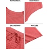 image:imageImily Bela Womens 2 Piece Outfits Sleeveless Ribbed Knit Tops Wide Leg Pants Summer Vacation Sweater Matching Lounge SetsWatermelon Red
