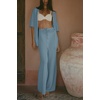 image:imageImily Bela Womens Summer 2 Piece Swimsuit Cover up Crochet Knit Cardigan Tops Long Pants Set Bathing Suit Beach OutfitBlue