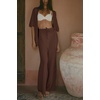 image:imageImily Bela Womens Summer 2 Piece Swimsuit Cover up Crochet Knit Cardigan Tops Long Pants Set Bathing Suit Beach OutfitBrown