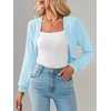 image:imageImily Bela Womens Summer Cropped Cardigan Casual Long Sleeve Knit Sweaters Open Front Bolero Shrugs for Dresses Light Blue