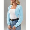 image:imageImily Bela Womens Summer Cropped Cardigan Casual Long Sleeve Knit Sweaters Open Front Bolero Shrugs for Dresses Light Blue