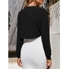 image:imageImily Bela Womens Summer Cropped Cardigan Casual Long Sleeve Lightweight Knit Sweaters Open Front Bolero Shrugs for DressesBlack