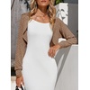 image:imageImily Bela Womens Summer Cropped Cardigan Casual Long Sleeve Lightweight Knit Sweaters Open Front Bolero Shrugs for DressesBrown