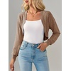 image:imageImily Bela Womens Summer Cropped Cardigan Casual Long Sleeve Lightweight Knit Sweaters Open Front Bolero Shrugs for DressesBrown
