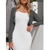 image:imageImily Bela Womens Summer Cropped Cardigan Casual Long Sleeve Lightweight Knit Sweaters Open Front Bolero Shrugs for DressesDark Grey