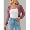 image:imageImily Bela Womens Summer Cropped Cardigan Casual Long Sleeve Lightweight Knit Sweaters Open Front Bolero Shrugs for DressesDark Red