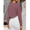 image:imageImily Bela Womens Summer Cropped Cardigan Casual Long Sleeve Lightweight Knit Sweaters Open Front Bolero Shrugs for DressesDark Red
