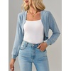 image:imageImily Bela Womens Summer Cropped Cardigan Casual Long Sleeve Lightweight Knit Sweaters Open Front Bolero Shrugs for DressesLight Blue