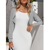image:imageImily Bela Womens Summer Cropped Cardigan Casual Long Sleeve Lightweight Knit Sweaters Open Front Bolero Shrugs for DressesLight Grey