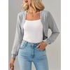 image:imageImily Bela Womens Summer Cropped Cardigan Casual Long Sleeve Lightweight Knit Sweaters Open Front Bolero Shrugs for DressesLight Grey