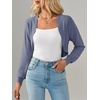 image:imageImily Bela Womens Summer Cropped Cardigan Casual Long Sleeve Lightweight Knit Sweaters Open Front Bolero Shrugs for DressesNavy Blue
