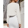 image:imageImily Bela Womens Summer Cropped Cardigan Casual Long Sleeve Lightweight Knit Sweaters Open Front Bolero Shrugs for DressesWhite