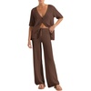image:imageImily Bela Womens Summer 2 Piece Swimsuit Cover up Crochet Knit Cardigan Tops Long Pants Set Bathing Suit Beach OutfitBrown