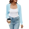 image:imageImily Bela Womens Summer Cropped Cardigan Casual Long Sleeve Knit Sweaters Open Front Bolero Shrugs for Dresses Light Blue