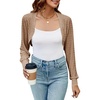image:imageImily Bela Womens Summer Cropped Cardigan Casual Long Sleeve Lightweight Knit Sweaters Open Front Bolero Shrugs for DressesBrown