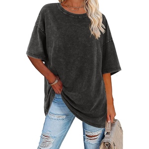 image:imageImily Bela Oversized TShirts for Women Vintage Washed Cotton Short Sleeve Tees Crewneck Loose Casual Basic Tunic TopsDark Grey