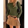 image:imageImily Bela Womens See Through Shirt Crewneck Long Sleeve Y2K Knitted Casual Blouse TopsArmy Green