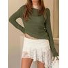 image:imageImily Bela Womens See Through Shirt Crewneck Long Sleeve Y2K Knitted Casual Blouse TopsArmy Green