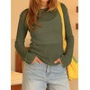 image:imageImily Bela Womens See Through Shirt Crewneck Long Sleeve Y2K Knitted Casual Blouse TopsArmy Green