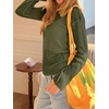image:imageImily Bela Womens See Through Shirt Crewneck Long Sleeve Y2K Knitted Casual Blouse TopsArmy Green