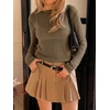 image:imageImily Bela Womens See Through Shirt Crewneck Long Sleeve Y2K Knitted Casual Blouse TopsCoffee
