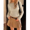 image:imageImily Bela Womens See Through Shirt Crewneck Long Sleeve Y2K Knitted Casual Blouse TopsKhaki