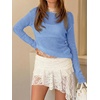 image:imageImily Bela Womens See Through Shirt Crewneck Long Sleeve Y2K Knitted Casual Blouse TopsLight Blue
