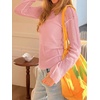 image:imageImily Bela Womens See Through Shirt Crewneck Long Sleeve Y2K Knitted Casual Blouse TopsPink