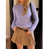 image:imageImily Bela Womens See Through Shirt Crewneck Long Sleeve Y2K Knitted Casual Blouse TopsPurple