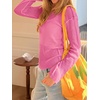 image:imageImily Bela Womens See Through Shirt Crewneck Long Sleeve Y2K Knitted Casual Blouse TopsWine Red