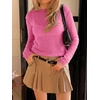 image:imageImily Bela Womens See Through Shirt Crewneck Long Sleeve Y2K Knitted Casual Blouse TopsWine Red