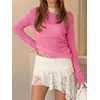 image:imageImily Bela Womens See Through Shirt Crewneck Long Sleeve Y2K Knitted Casual Blouse TopsWine Red