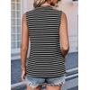 image:imageImily Bela Womens Summer Sleeveless Tank Tops Zipper V Neck Ribbed Dressy Casual Blouses Loose Business Polo ShirtsBlack Stripe
