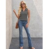 image:imageImily Bela Womens Summer Sleeveless Tank Tops Zipper V Neck Ribbed Dressy Casual Blouses Loose Business Polo ShirtsBlack Stripe